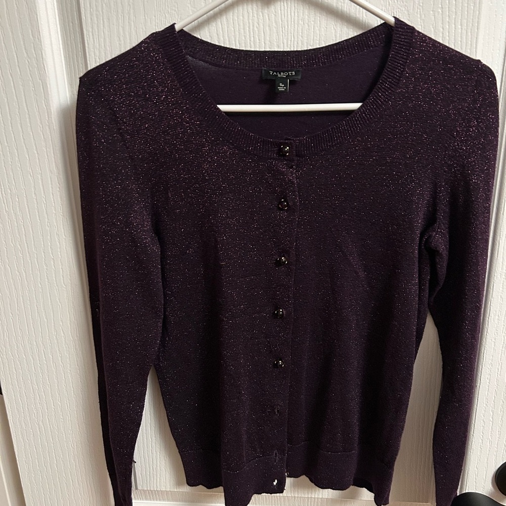 Talbots Women's Sparkling Dark Purple Cardigan